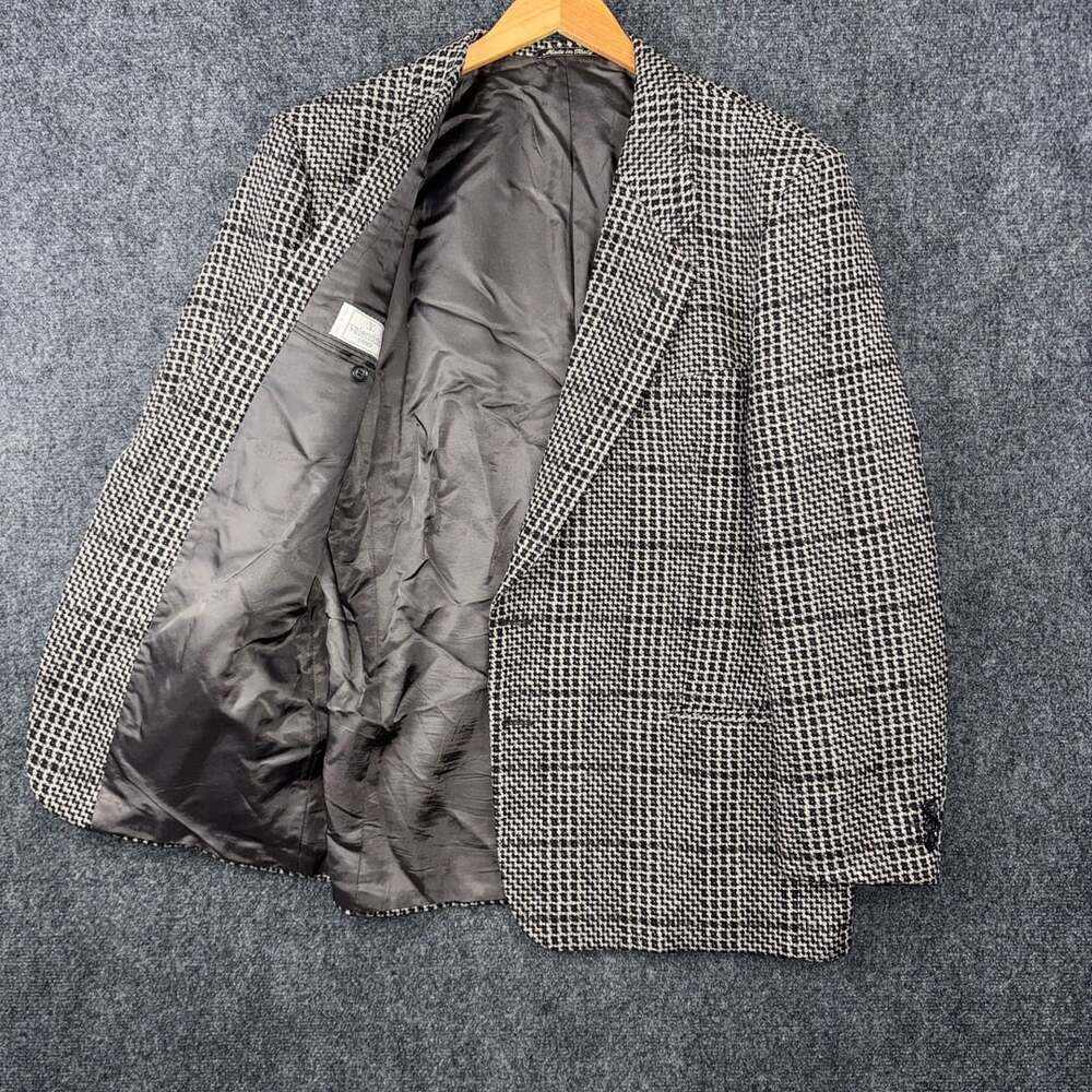 Valentino Uomo Houndstooth Blazer Size 46R Black White Wool